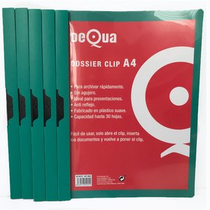Comprar Pack de 5 dossier con clip Dequa A4 verde