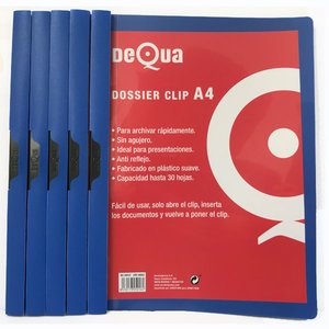 Comprar Pack de 5 dossier con clip Dequa A4 azul