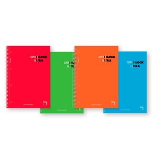 Comprar Cuaderno Superblock microperforado A4 120h. 90gr 5x5 Cubierta de cartón contracolado. Colores surtidos