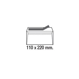 Comprar Caja 500 sobres DL 110x220 mm tira silicona 90grs blanco ventana izquierda