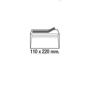 Comprar Caja 500 sobres láser DL 110x220 mm tira silicona 90grs blanco ventana derecha