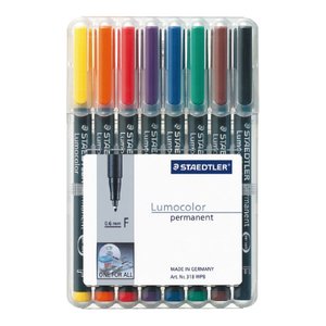 Comprar Pack 8 rotuladores permanentes Staedtler Lumocolor punta media colores surtidos