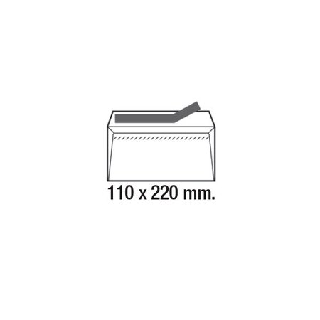 Comprar Caja 500 sobres DL 110x220 mm tira silicona 90grs blanco