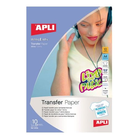 Comprar Pack 10h papel transfer Apli para telas blancas A4 blanco