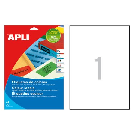 Comprar Pack 20 etiquetas Apli color cantos rectos A4 rojo