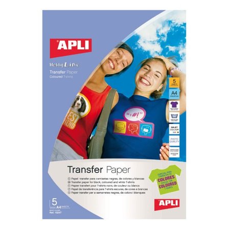 Comprar Pack 5h papel transfer Apli para telas oscuras fotografico Ink-jet A4 blanco